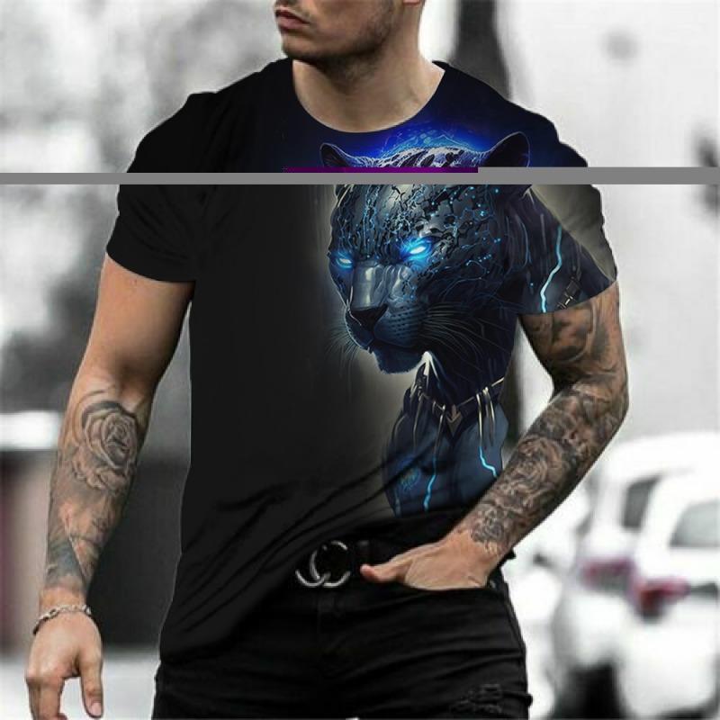 Animal T-Shirt Men 3D Leopard Printed Short Sleeve Tops Fashion Street Hip Hop T Shirt Oversized Tee Shirt Men Summer Clothing