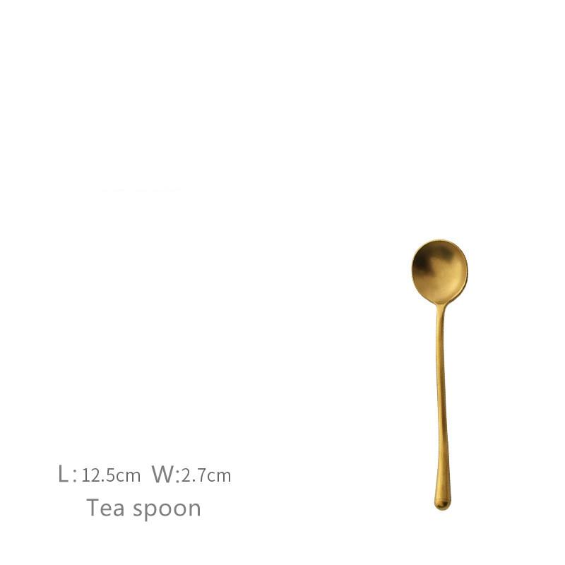 Nerezová ocel 304 Vintage Zlatý Steakový nůž a vidlička Lžíce Japonský styl Stará míchací lžíce Ovocná vidlička Dezertní nůž Vidlička Lžíce