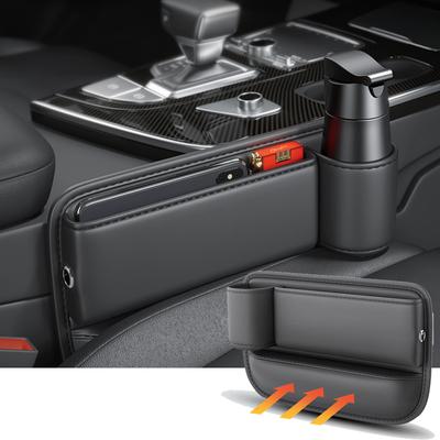 Multifunction Seat Gap Storage Bag For Car Seat Gap Filler With Phone Cup Holder PU Leather Car Interior Crevice Organizers
