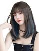 Limakara Wig, Medium Straight, Inner Color, Natural-Looking Wig, Full Wig, Semi-Long, Layered, Women's Wig with Net (Brown or Blue)