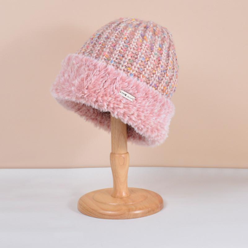 Knitted Winter Hat For Women Soft Plush Beanie With Warmth For Casual Wear розовый