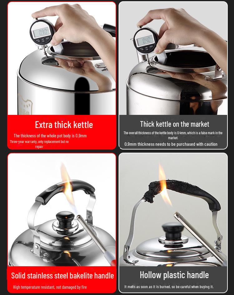 Fierbător cu fluierat Zhongbao din oțel inoxidabil 304, capacitate mare pentru aragazuri pe gaz și inducție