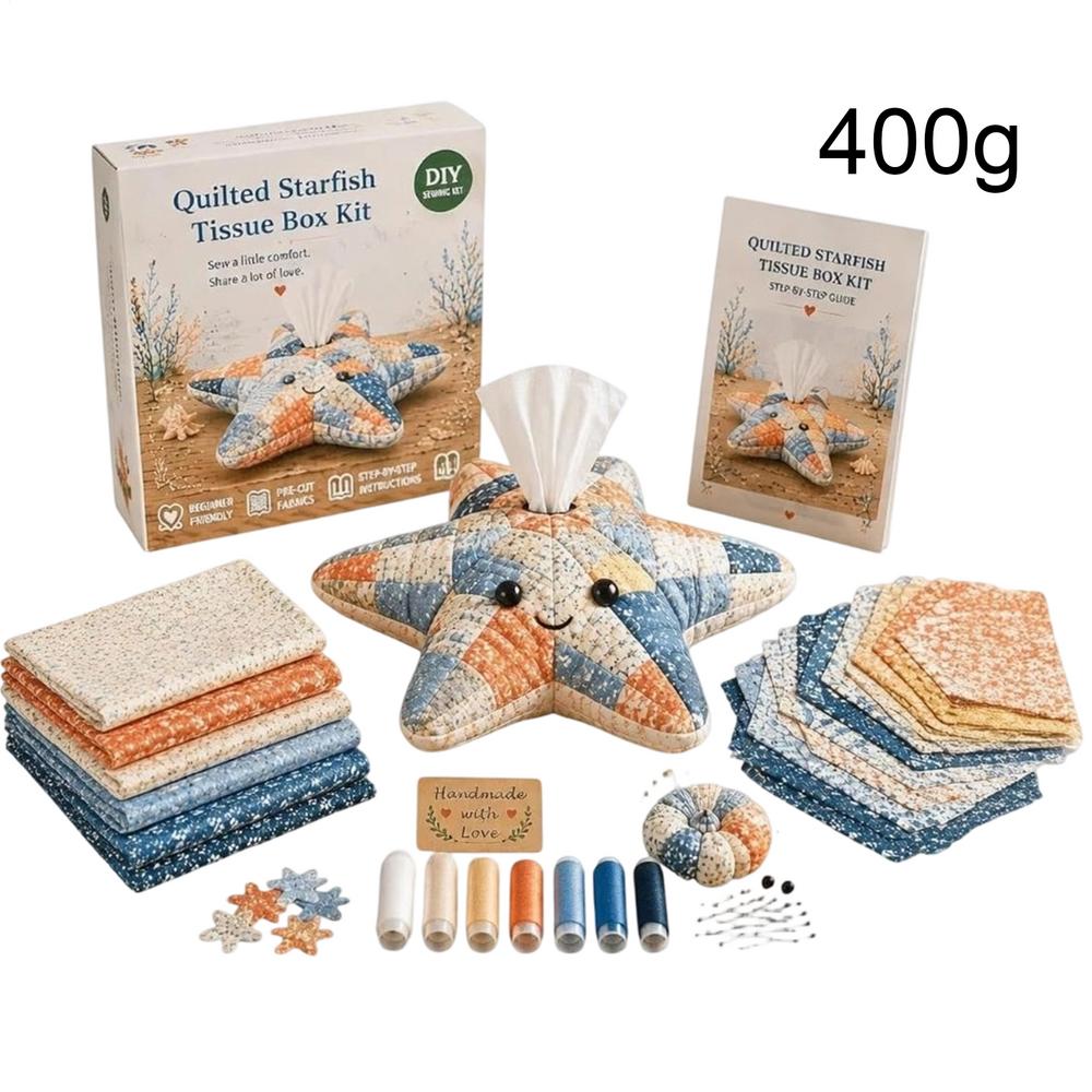 Caja de Pañuelos Acolchada de Animales Marinos Kit de Bricolaje Hecho a Mano Decorativa Caja de Pañuelos Hecha a Mano Kit de Bricolaje para Mujeres Principiantes Baño Oficina Hogar