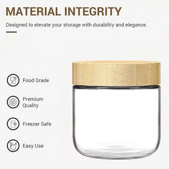 Yousheng 4Pcs/Set Overnight Oats Jars Glass Airtight Jars with Lids Leakproof Meal Prep Containers Reusable Sealed Food Storage Jars for Breakfast