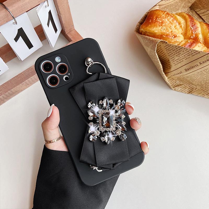 

For IPhone16Promax Phone Case for Apple 17 Soft 14 Bow 13 Gems 8 Fine Holes Ins Silicone For iPhone 17Promax