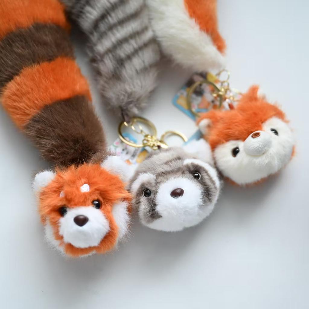 18cm Langer Schwanz Eichhörnchen Waschbär Bär Plüsch Anhänger Kawaii Tiere Flauschige Plüsch Schlüsselanhänger Tasche Auto Handy Hängende Plüsch Schlüsselanhänger