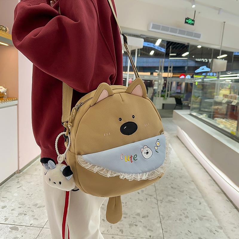 Cartoon puppy backpack cute soft girl versatile storage messenger bag female student large capacity dual-purpose backpack