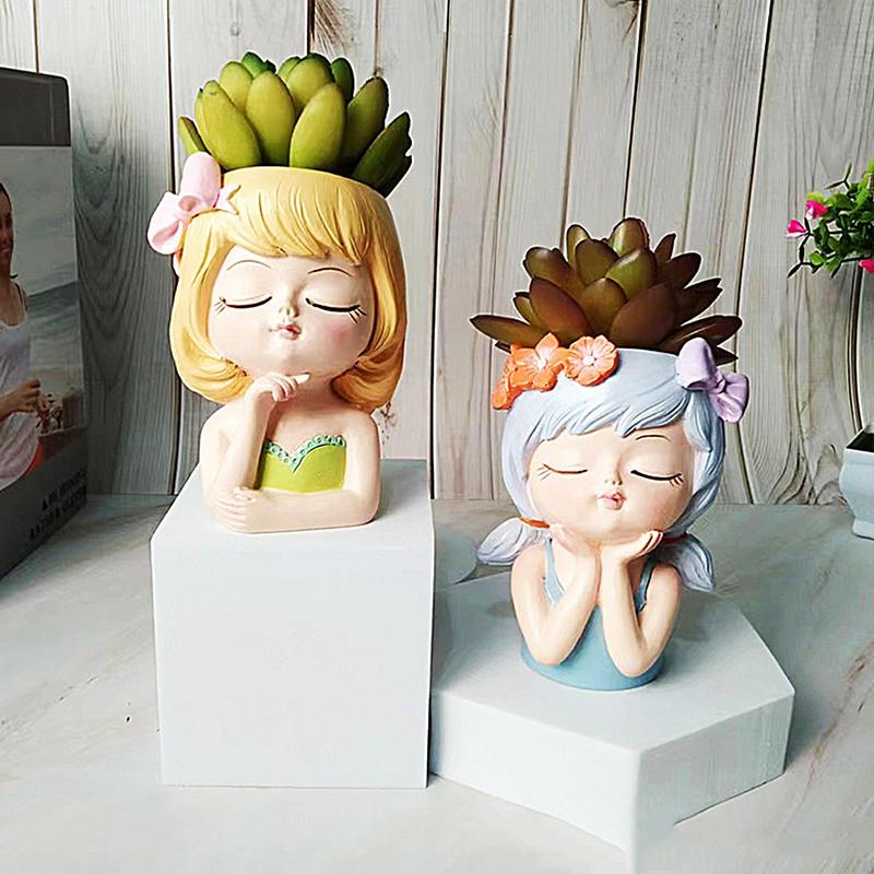 Vaso Fioriera 3D per Ragazze Fate Pianta Succulenta Contenitore Fiorito per Caffetteria Cucina Salotto Camera da Letto Giardino di Casa Decorazione Fioriera
