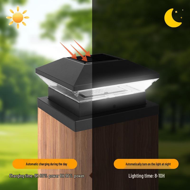 Patterned Solar Pillar Light for Outdoor Courtyard, Villa Gate, or Wooden Post