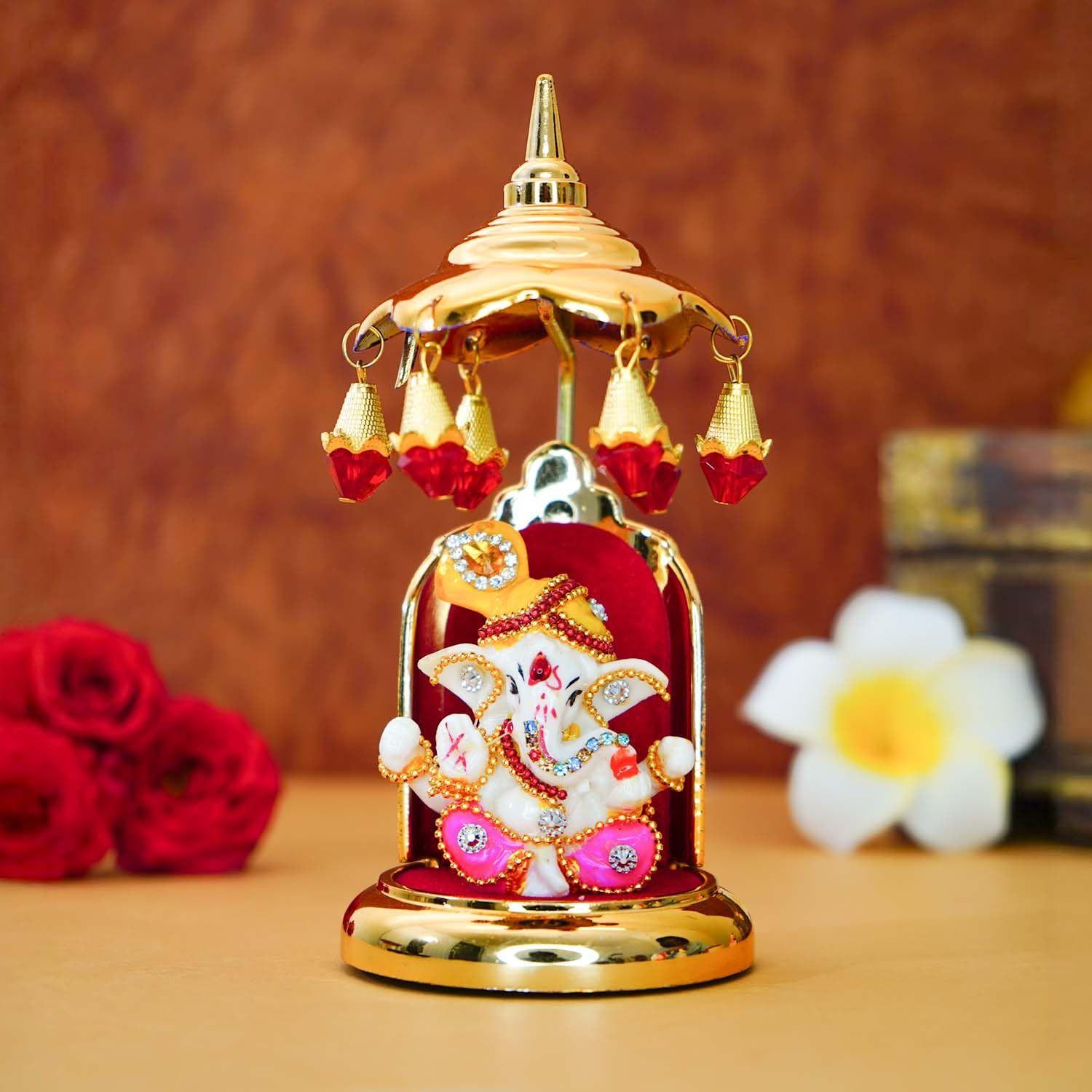 

Ganesh Idol for Car Dashboard with Umbrella | Ganpati Idol for Cars | Vinayak Idols for Car Dashboard, Home Decor | Ganapathi for Home