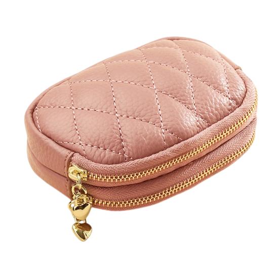 Double Layer Coin Purse, Dual-Compartment PU Leather Wallet, with Zipper Durable Scratch-Resistant Coin Holder Pouch