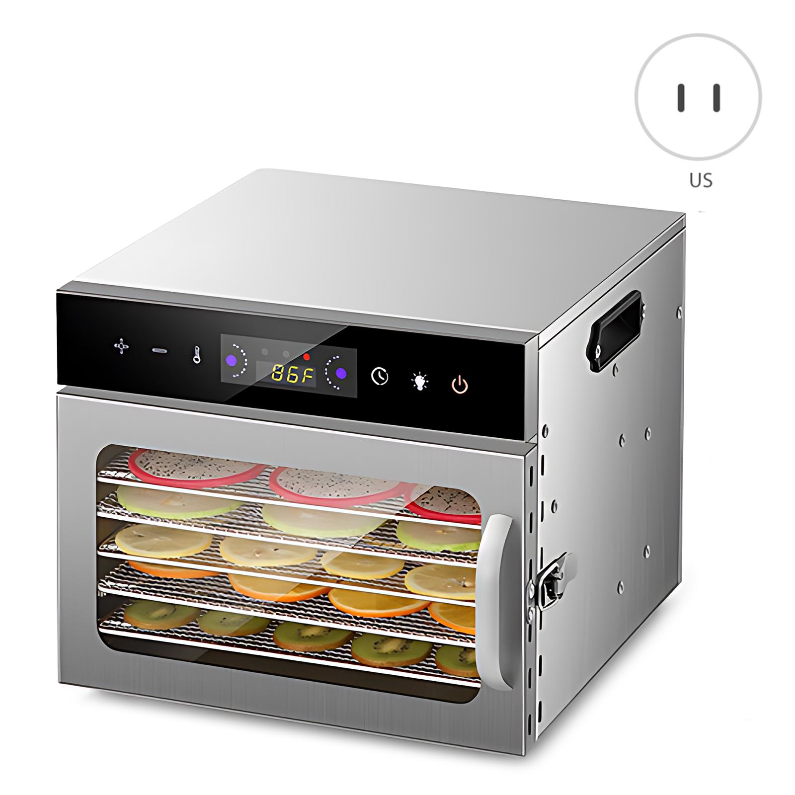 Déshydrateurs pour Aliments et Viande séchée avec Minuterie 24H et Lumière, 6 Plateaux de Séchage 800W 30-90 degrés Celsius Déshydrateur de Fruits et Légumes avec Contrôle Écran Tactile et Vi