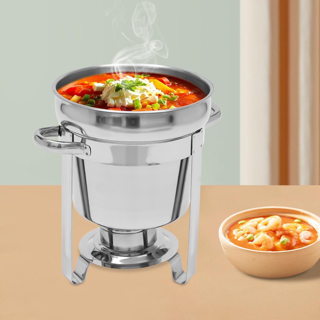 7L Stainless Steel Soup Warmer Pot, Medium Size with Lid - 7.4Qt Capacity, Portable for Outdoor Camping, Catering & Party Buffet