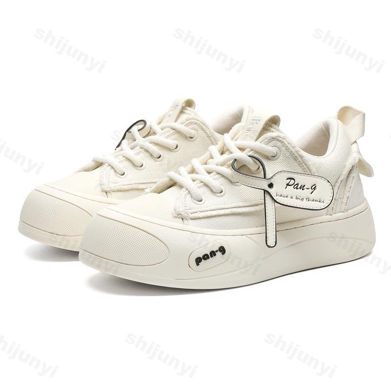 

Fashi Color Block Casual Shoes for Men 2026 Spring New Thick Sole Niche Design Canvas Sports Shoes Comfortable Chunky sneakers 39 белый