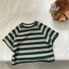 Modische T-Shirts mit breiten Streifen für Kinder Baby Baumwolle Lässige Basic-Oberteile Kinder Sommerkleidung Koreanischer Stil Kurzärmelige T-Shirts für Jungen Mädchen