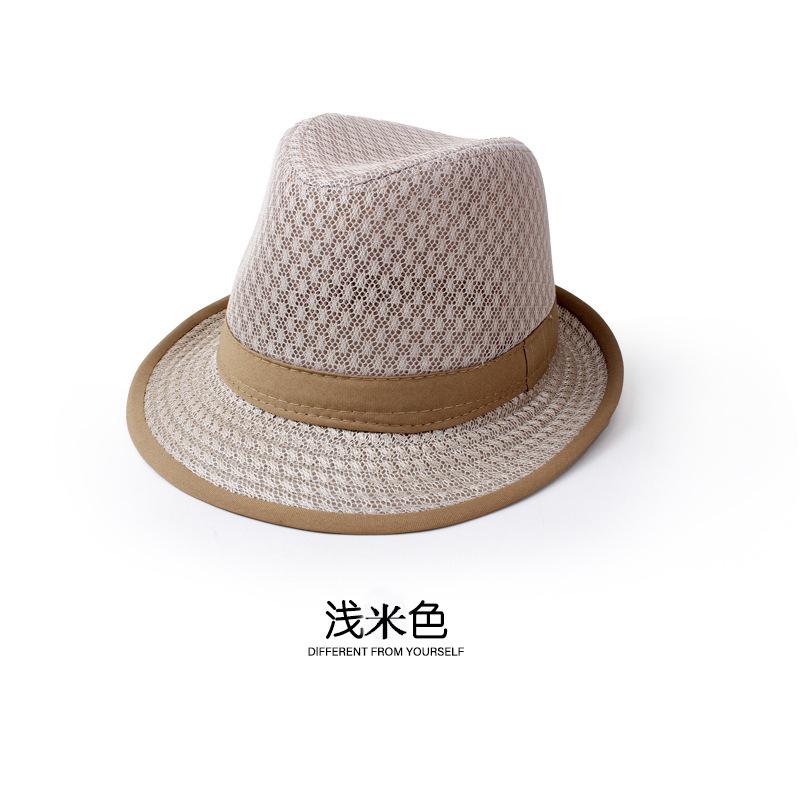 Gentleman's new summer net top hat, full net breathable sunshade jazz hat, middle-aged and elderly bucket hat, men's hat, grandpa hat