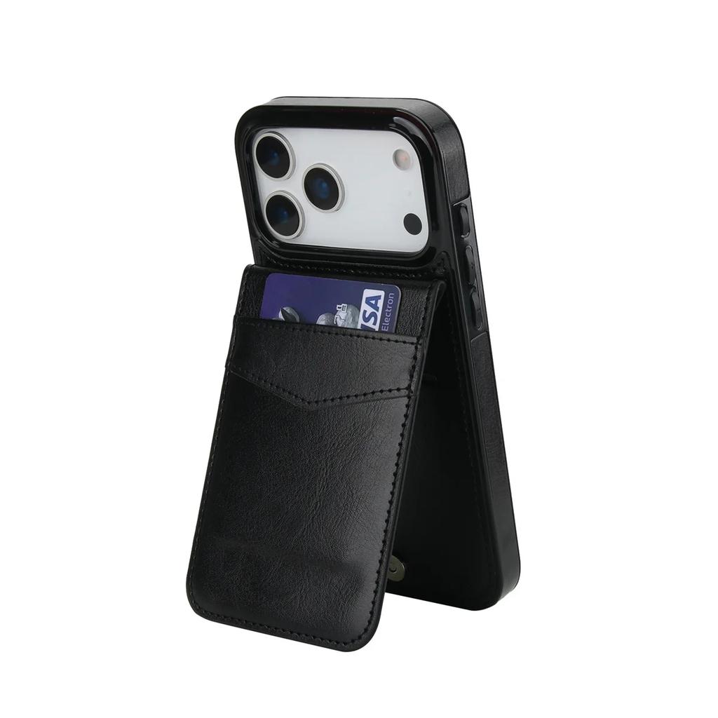 Stand Flip Card Holder Phone Case for For IPhone 17 Air 16E 16 Pro Max 15 14 Plus 11 13 12 Mini XR XS Wallet Retro Leather Cover