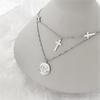 New Temperament Round Brand Angel Female 925 Sterling Silver Jewelry Personality Double Cross Pendant Necklaces TYB367
