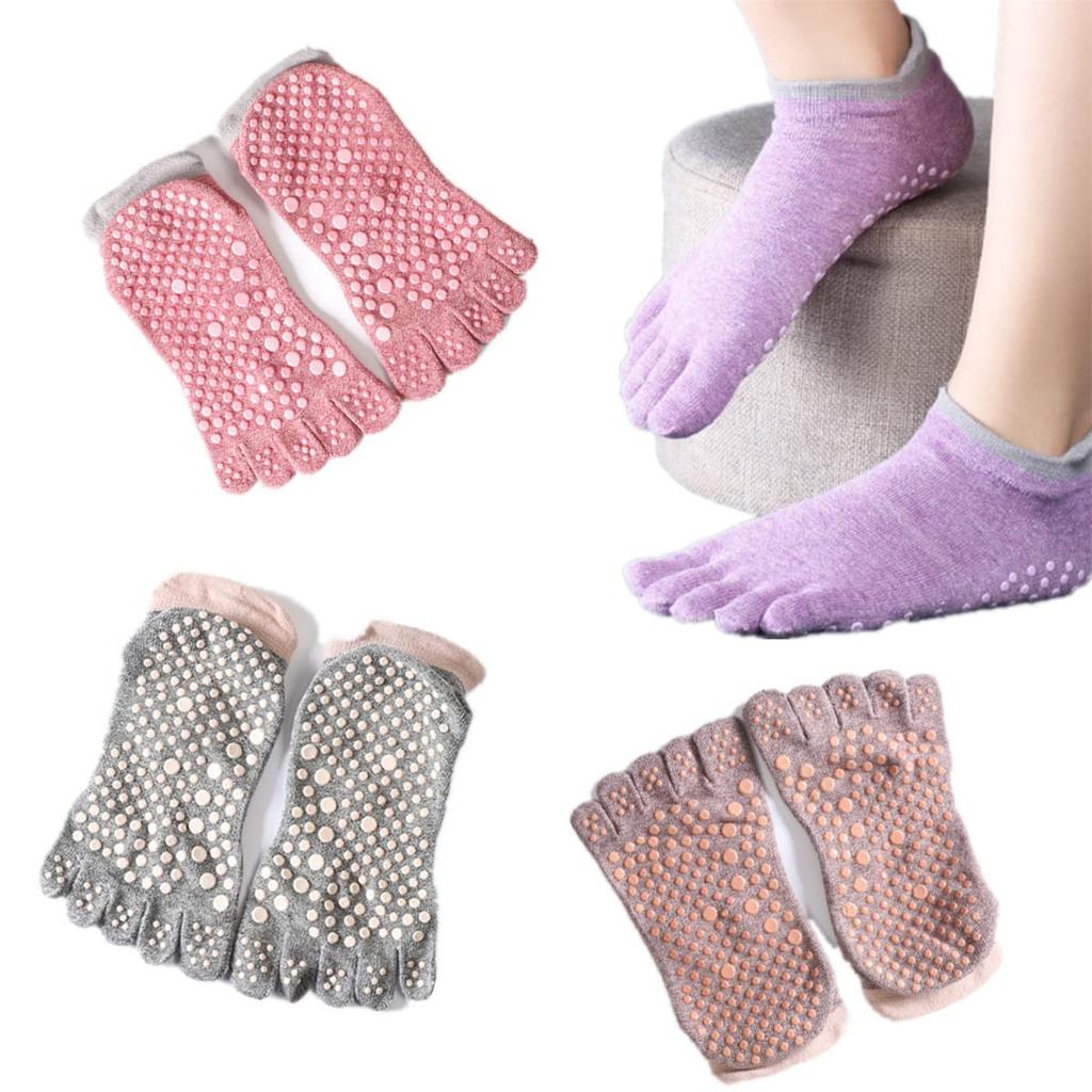Yoga Socks with Socks for Sports and Sizes Set of 4 Win.Deeper Women's Five-Toe Non-Slip Outdoors, 22-25cm, (Set F)