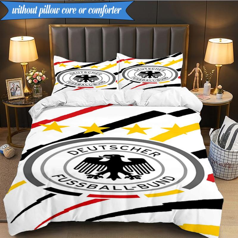 3PCS German Football Emblem Printed Soft Bedding Set,Including 1pc Duvet Cover And 2pcs Pillowcases Perfect for Bedroom, Dormitory, Fan gift