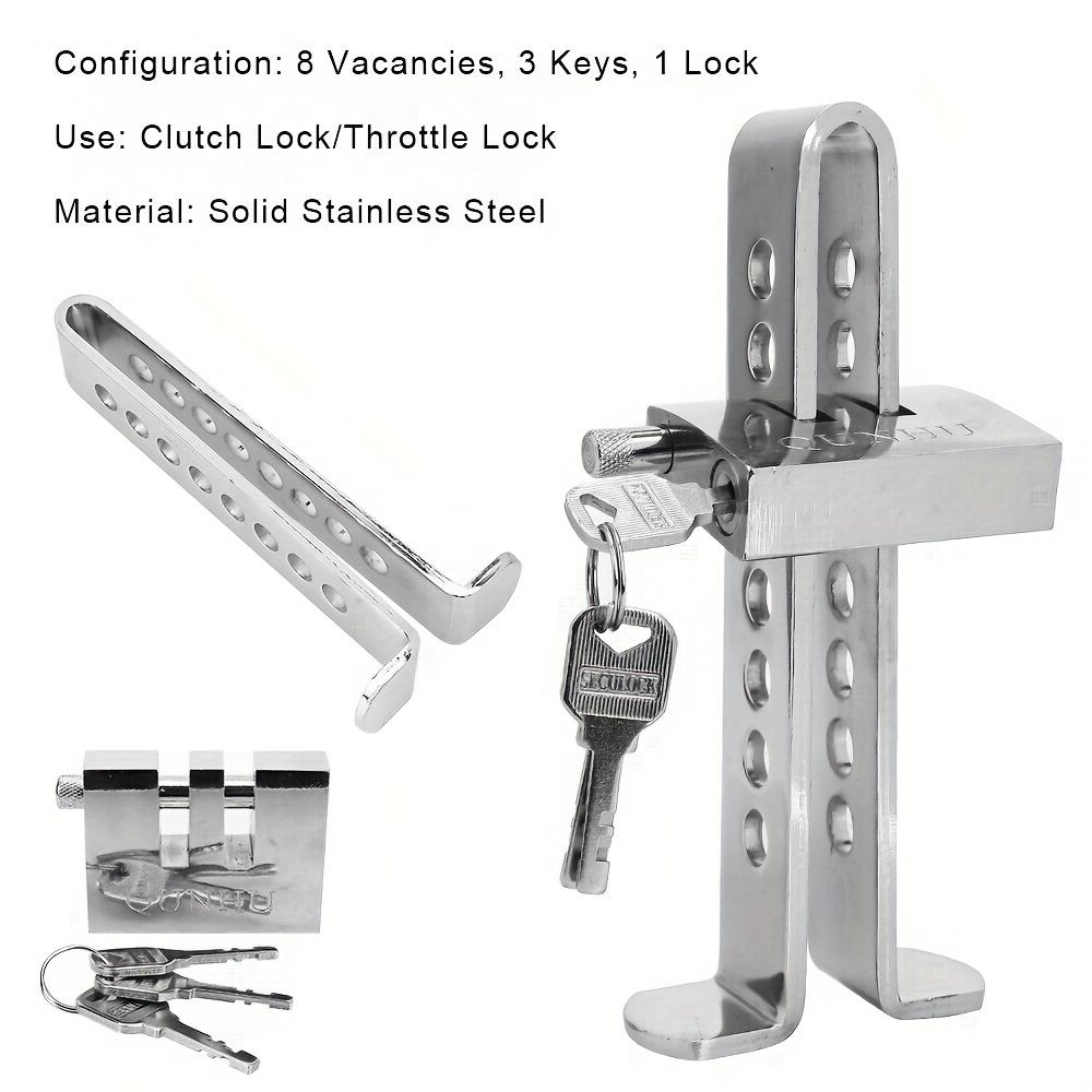 Heavy-Duty Stainless Steel 8-Hole Anti-Theft Adjustable Brake Pedal Clutch Lock for Automobiles/SUVs/Trucks and Clutches Thread Lock3