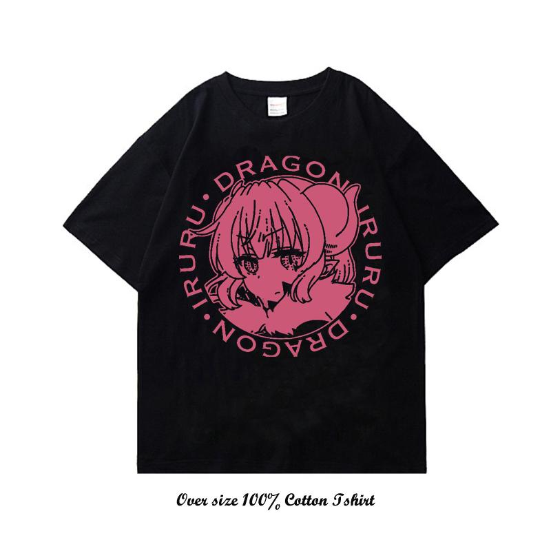 Anime Miss Kobayashis Dragon Maid Graphic Print T Shirt Fashion Plus Size Cotton Crew Neck Short Sleeve T Shirt Women Unisex