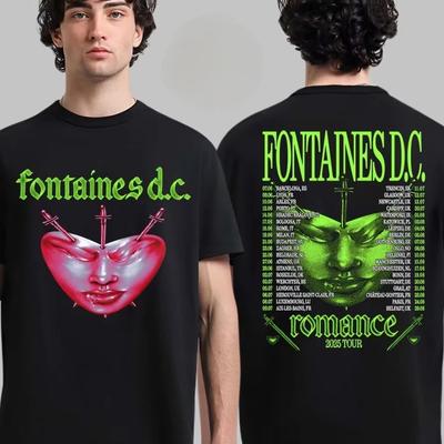 Sommer-Heißverkauf Fontaines DC Band Tour T-Shirt Unisex Hip Hop Rundhals Lässiges T-Shirt Retro Vintage Grafik Oversized T-Shirt