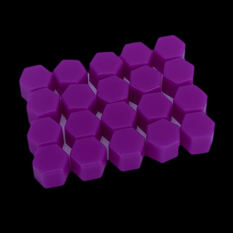 

20 шт. 17/19/21 мм светящиеся колпачки для автомобильных колес, болты, крышки, гайки, силиконовые, противоударные, защитные, для шин, винты, колпачки для гаек, устойчивые к ржавчине 17MM фиолетовый