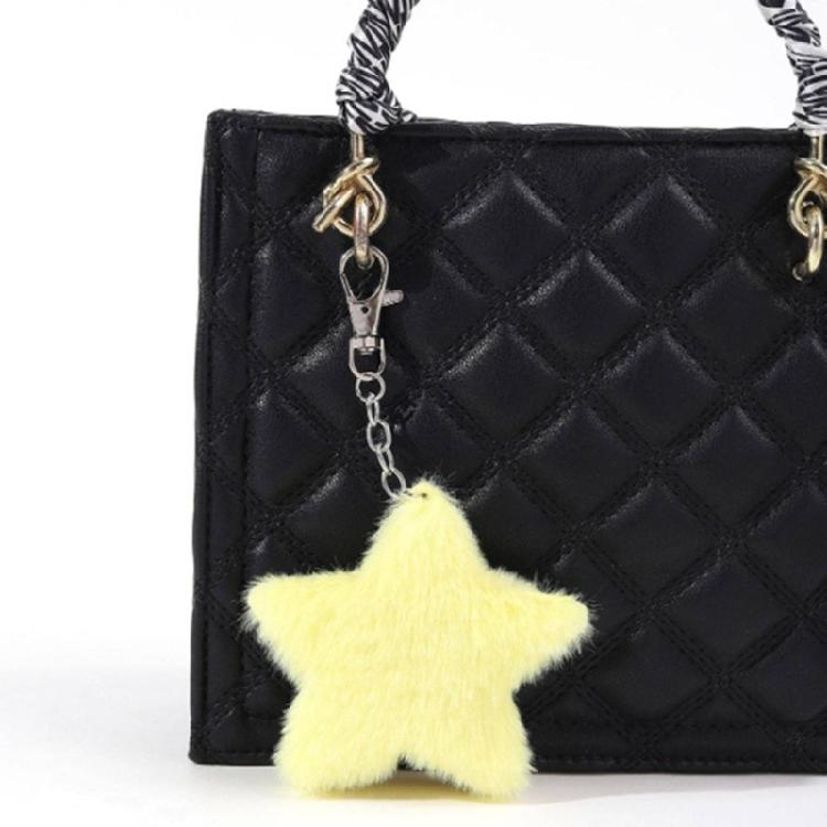Cute Plush Five-pointed Star Charm Keychains Ornament Pendant Car Keyring