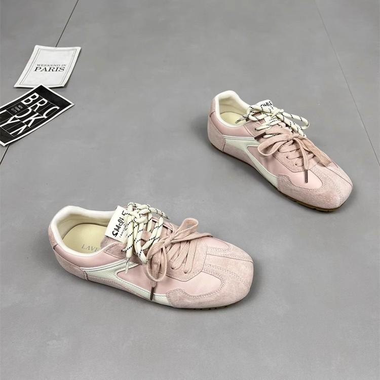 Soft leather version~ flat bottom Dexun shoes women's 2025 spring and summer new double color ribbon inner height increase versatile casual sports sh
