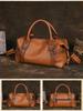 Johnature Versatile Women's Handbag Handmade Retro Genuine Leather Large Capacity Solid Color Shoulder Bags
