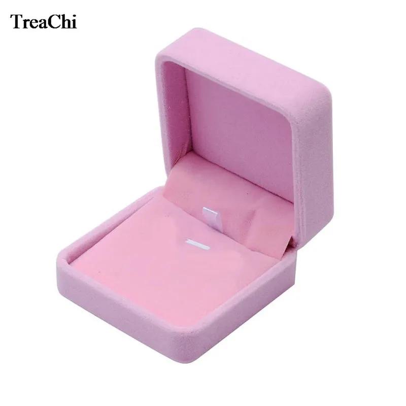 High Quality Pink Velvet Rounded Corner Jewelry Box Ring Earrings Necklace Pendant Bracelet Pearl Necklace Jewelry Gift Box