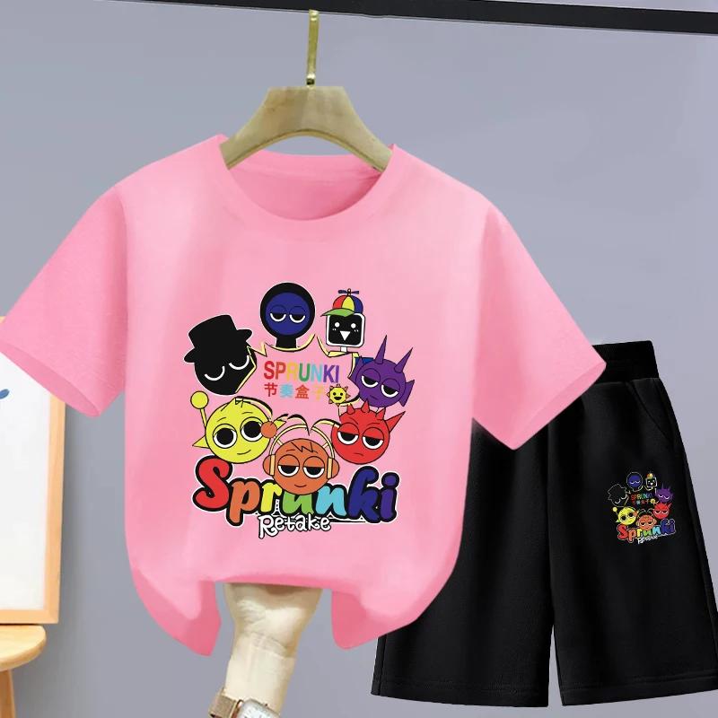 Summer 3D Print Child Ren's Set New Style Girls' Short Sleeves and Shorts Boys' Two-piece Set