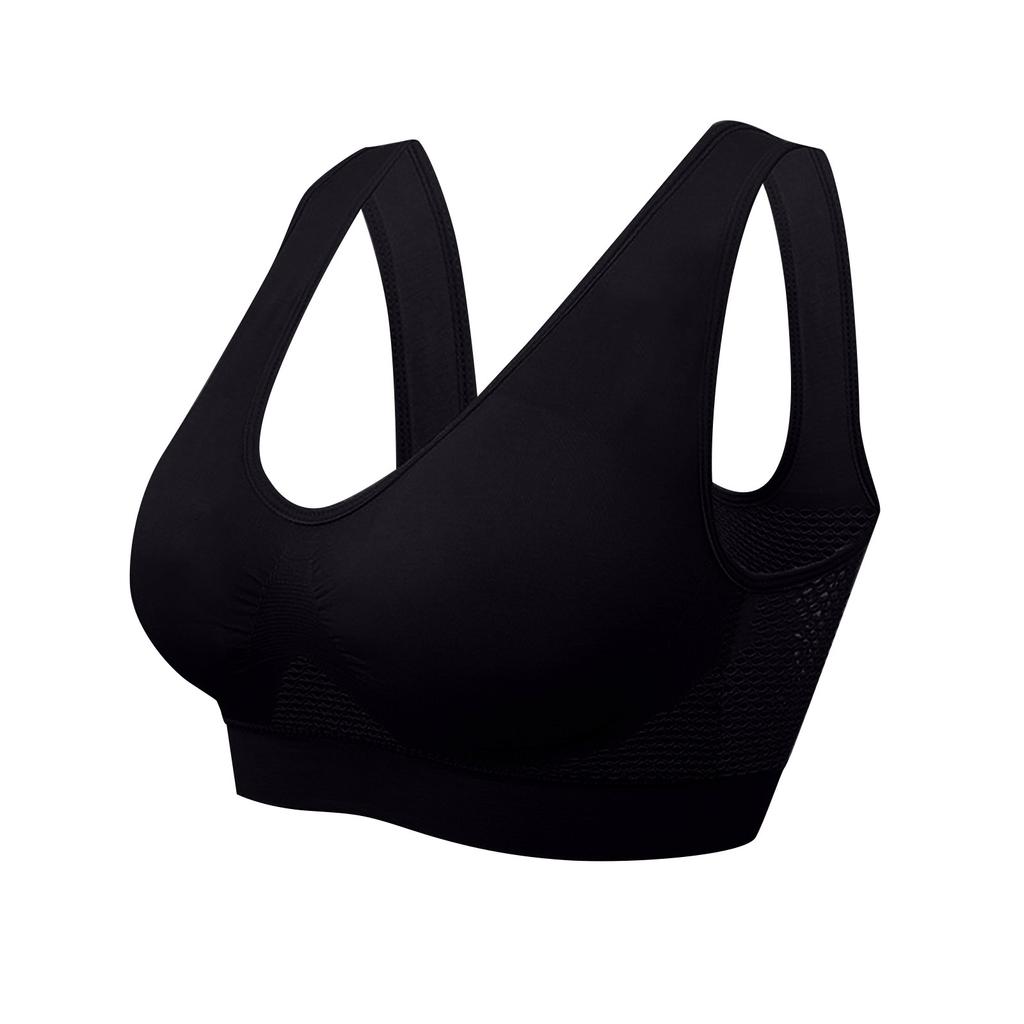 Women's Seamless Breathable Sports Bra Large Size Yoga Workout Top with Hollow Out Ventilation Design Stretch Fabric Support