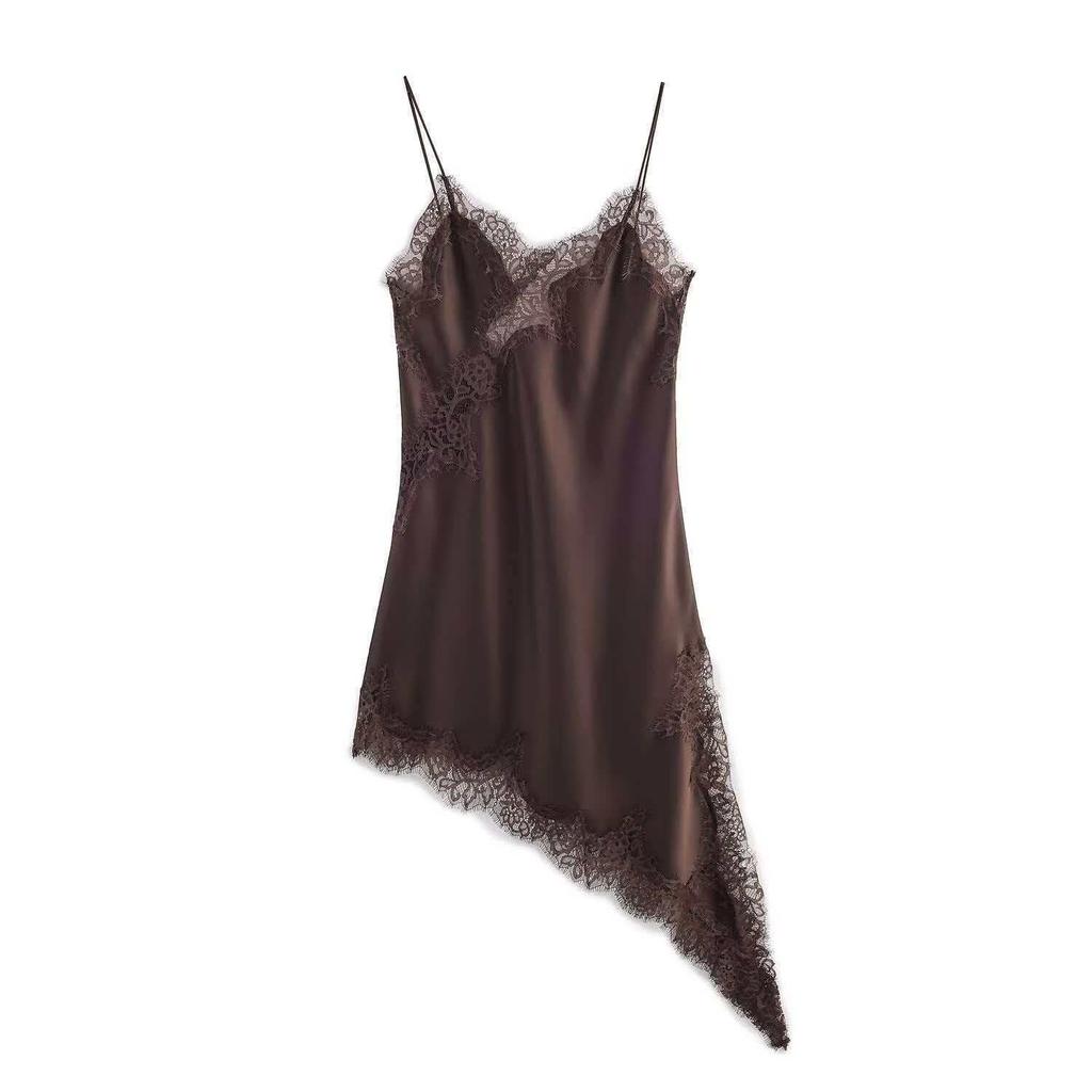 European & American Style Women's Lace Patchwork Asymmetrical Dress - Hot Selling Temperament