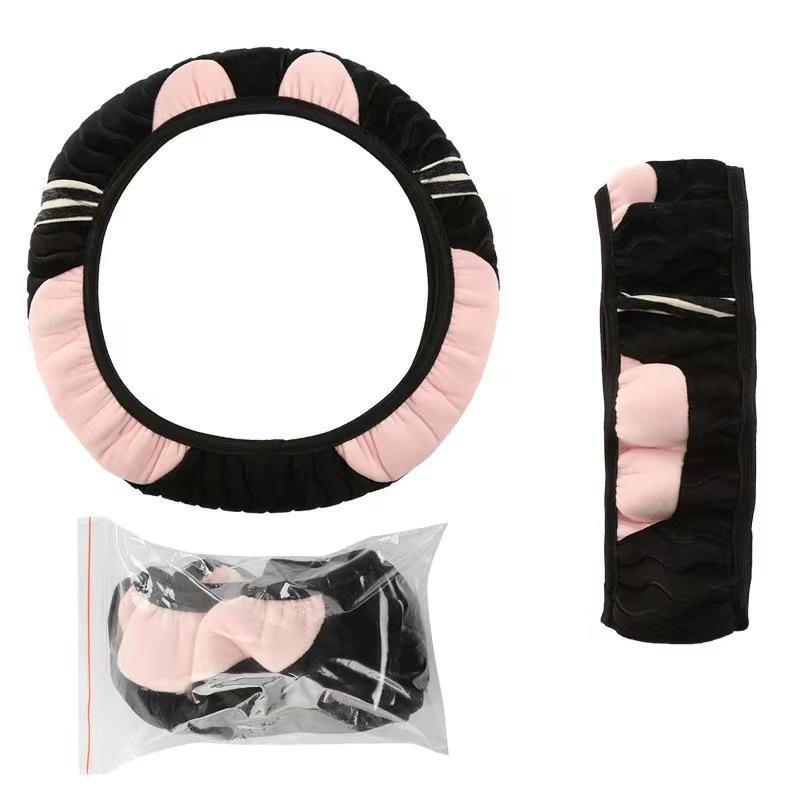 Cartoon Monster Plush Car Steering Wheel Cover - Cute & Creative Design