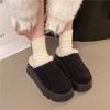 2025 Snow Boots for Women Cashmere Warm Platform Without Heel-covered Hair Half Slipper Cotton Shoes for Women