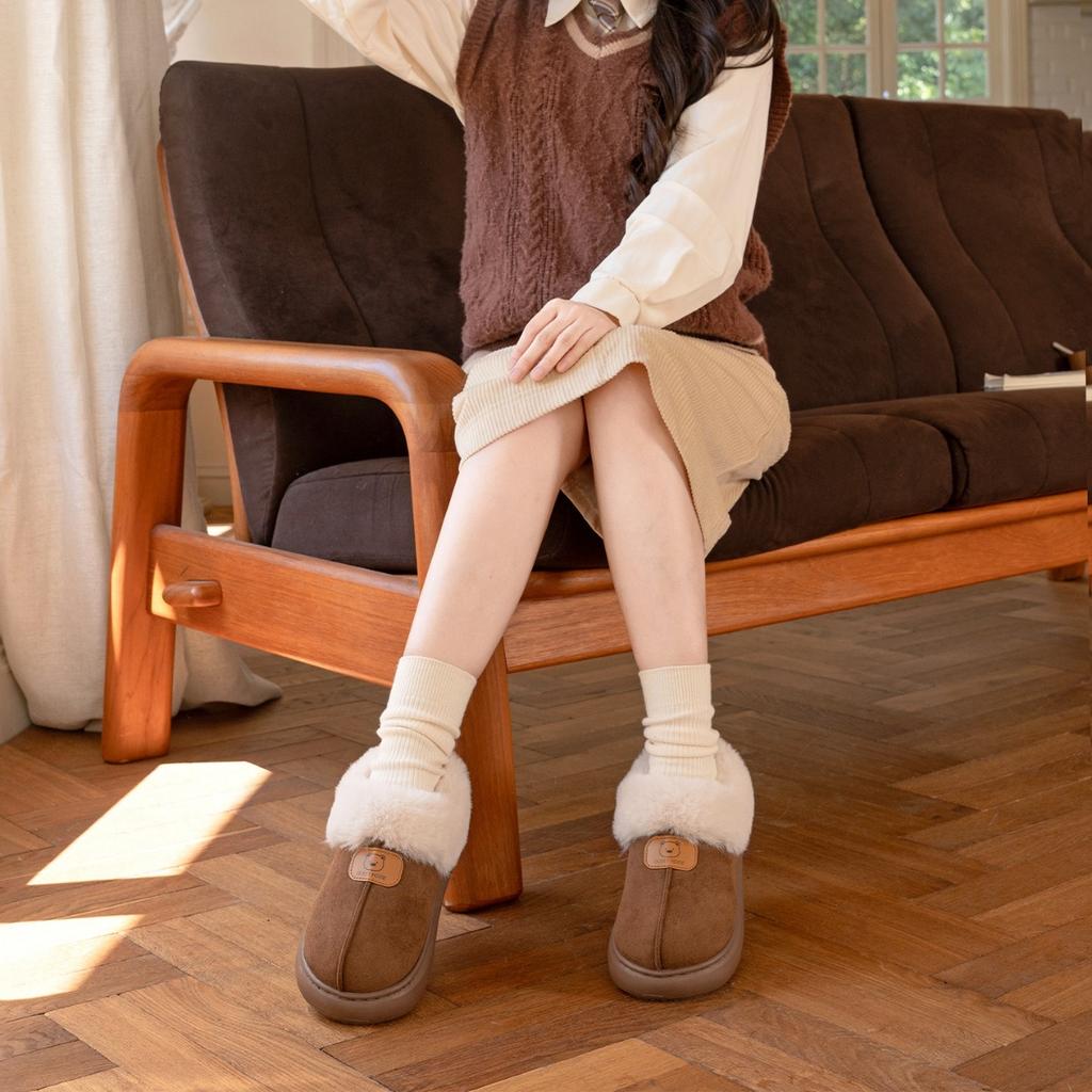 Bag Heel Cotton Shoes for Women In Autumn and Winter, Warm Home, Thick Soled Plush Cotton Slippers for Women Wearing Snow Boots