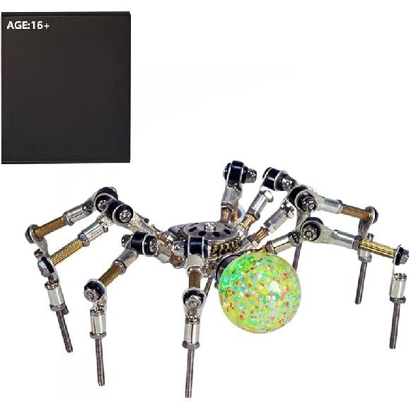 

3D Металева Головоломка Модель Павука, з 3СМ Світним Світлодіодним Кришталевим Кулькою, 270+ Деталей 3D Механічні Стімпанк Іграшки 3D Пазл Ручна Робота Колекція DIY Spider a