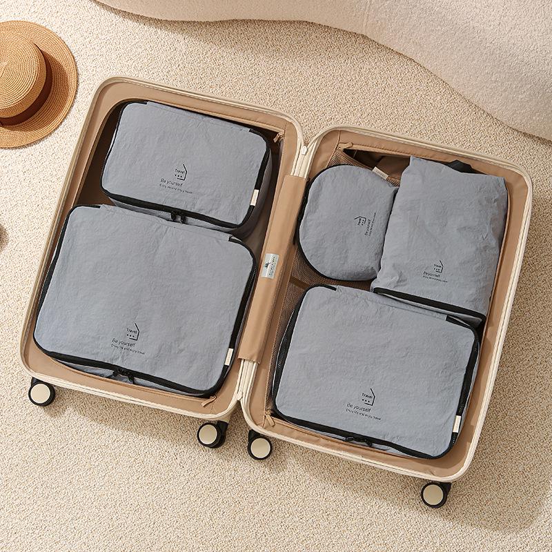 

Дорожный нейлоновый набор для хранения из 5 предметов: Портативный многофункциональный органайзер для чемодана серый/синий