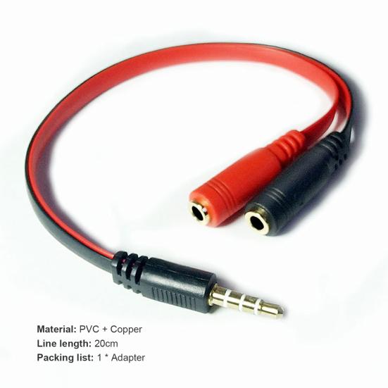 Adapter Cable 2-in-1 High Fidelity 3.5mm Earphone AUX Splitter Converter for Mobile Phone