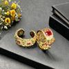 Hollow Window Grilles, Lace, Colored Treasure, Red Zir*****Pening Ring, Light Luxury And High-End Full Diamond Rhombus Fringed Ring, Female.