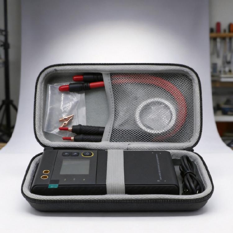 Equipment Storage Case for a Portable Welding Machine, Textured EVA Exterior With Two Closure Pulls and Carry Loop for Storage and Carrying