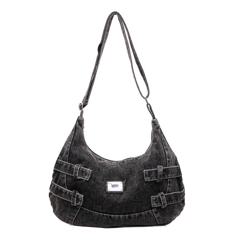 

Джинсовая сумка через плечо большой вместимости женская сумка кроссбоди сумка-тоут для поездок на работу сумка для мамы чёрный