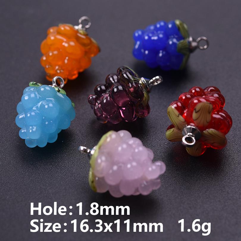 2pcs DIY Fruit Charm Glass Grape Pendants For Jewelry Making Supplies Colorful Materials To Make Earrings Bracelets Accessories