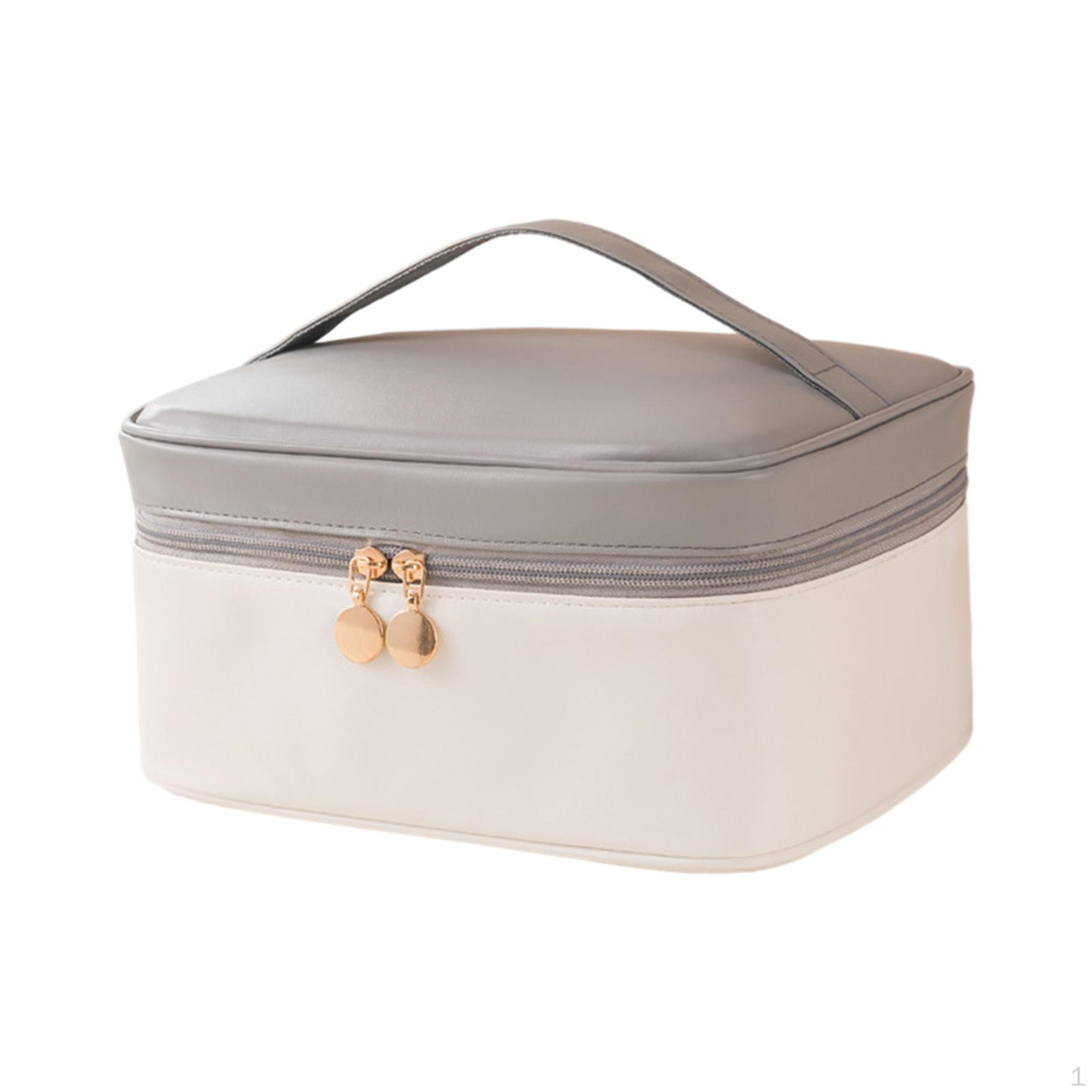 

Женская косметичка из искусственной кожи с застежкой-молнией, дорожная косметичка для масла Gray White