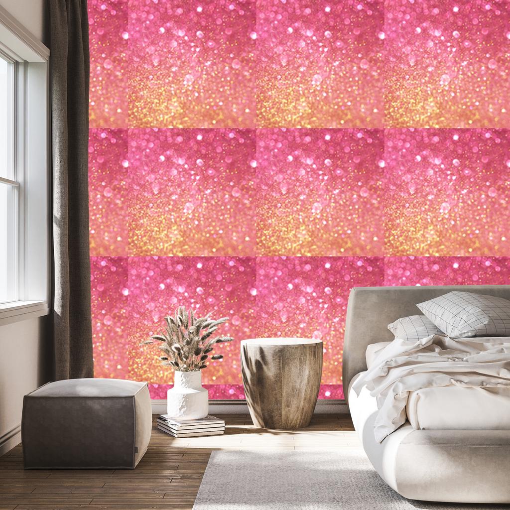 Coral and powder pink glitter wallpaper for living room and bedroom 50x1000