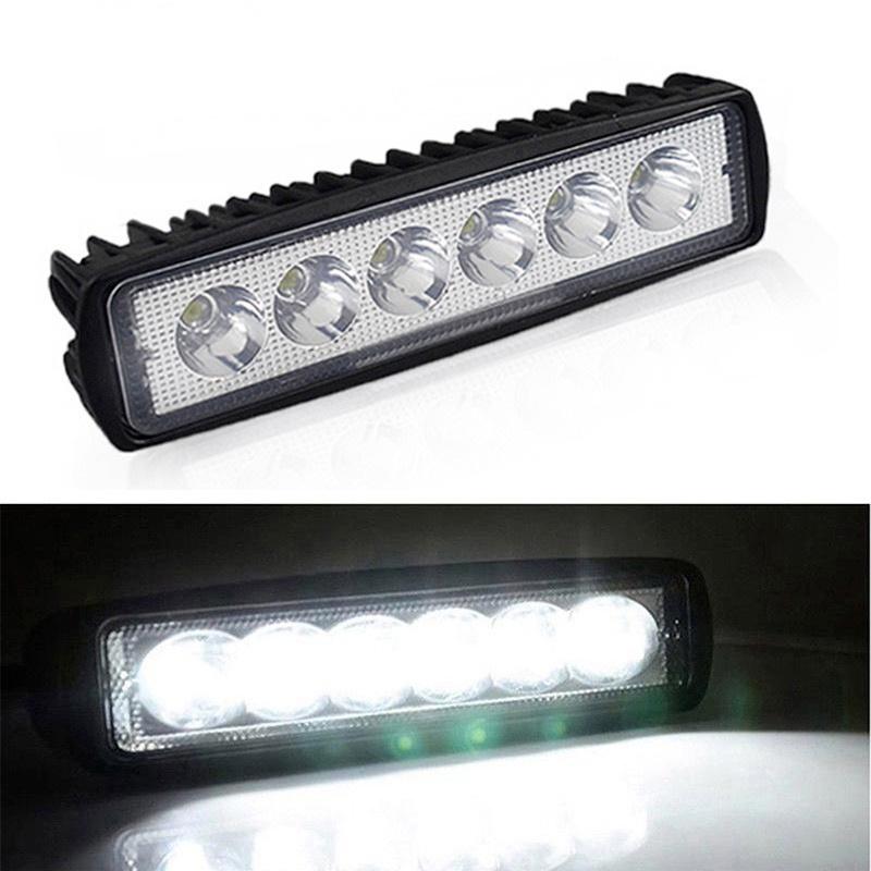 1Pc 12V 18W 6000K Bright Work Light Car Led Light Bar Ip67 Waterproof Flood Spot White Off Road Head Light Driving Lamp