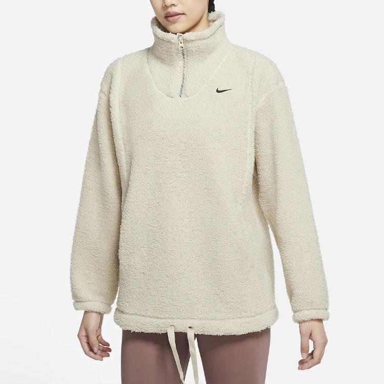 Nike Fleece Knit Pullover Half-Zip Stand Collar Jacket Women Jackets Yellow DD6475-206