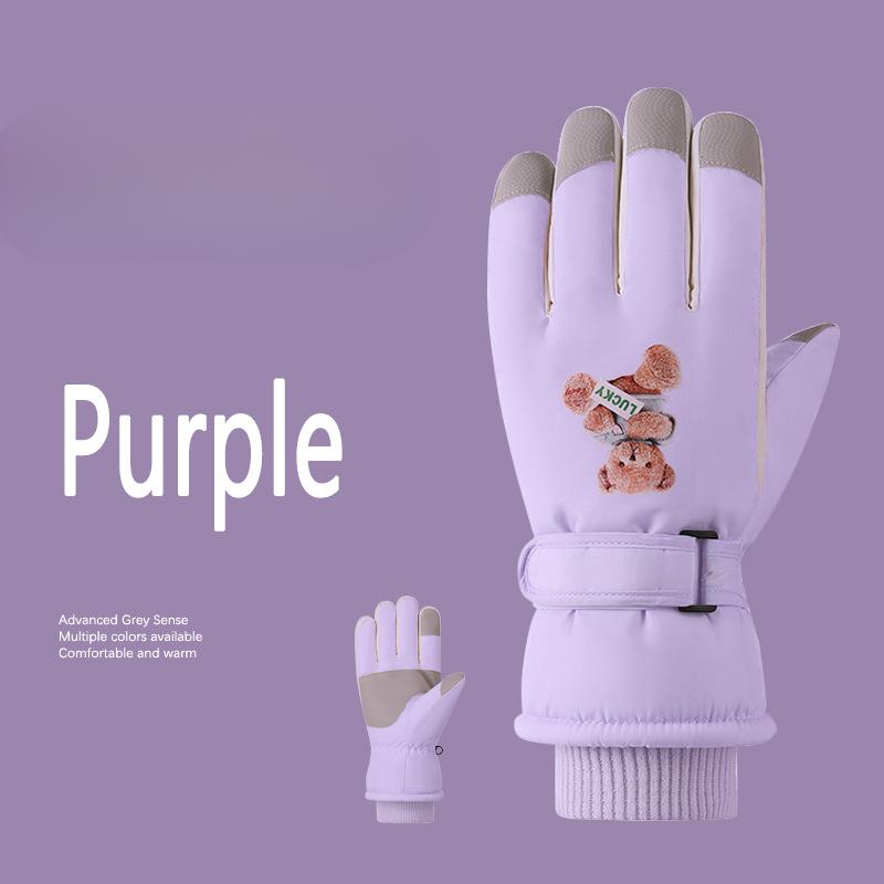 

Winter Warm Ski Gloves Touch Screen Waterproof Cold-proof and Thickened Cycling Electric Bike Outdoor Anti Slip Cute Women One Size
